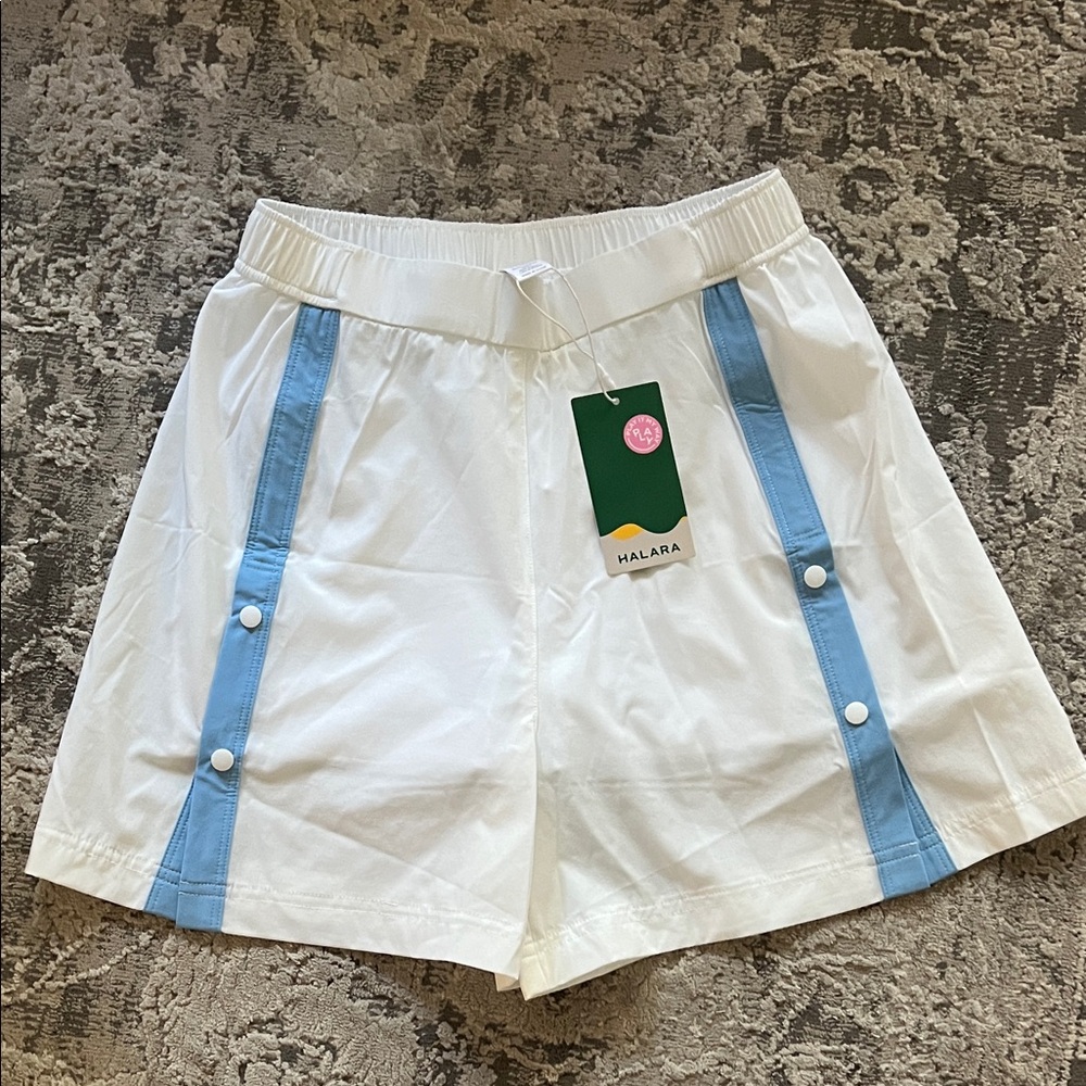 HALARA Women's Athletic Shorts in White and Blue